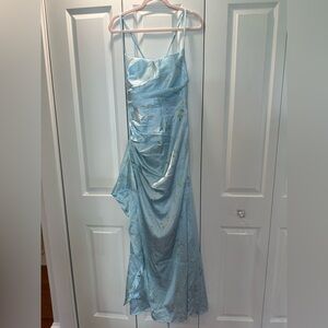 Elegant Light Blue Satin Dress